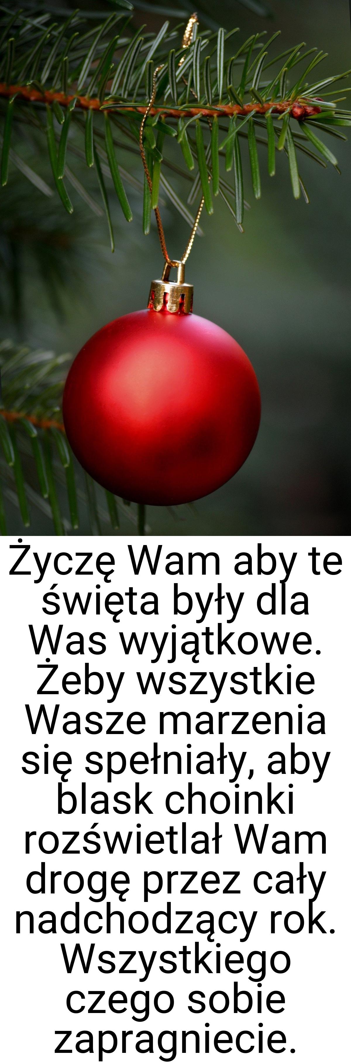 Życzę Wam aby te święta były dla Was wyjątkowe. Żeby