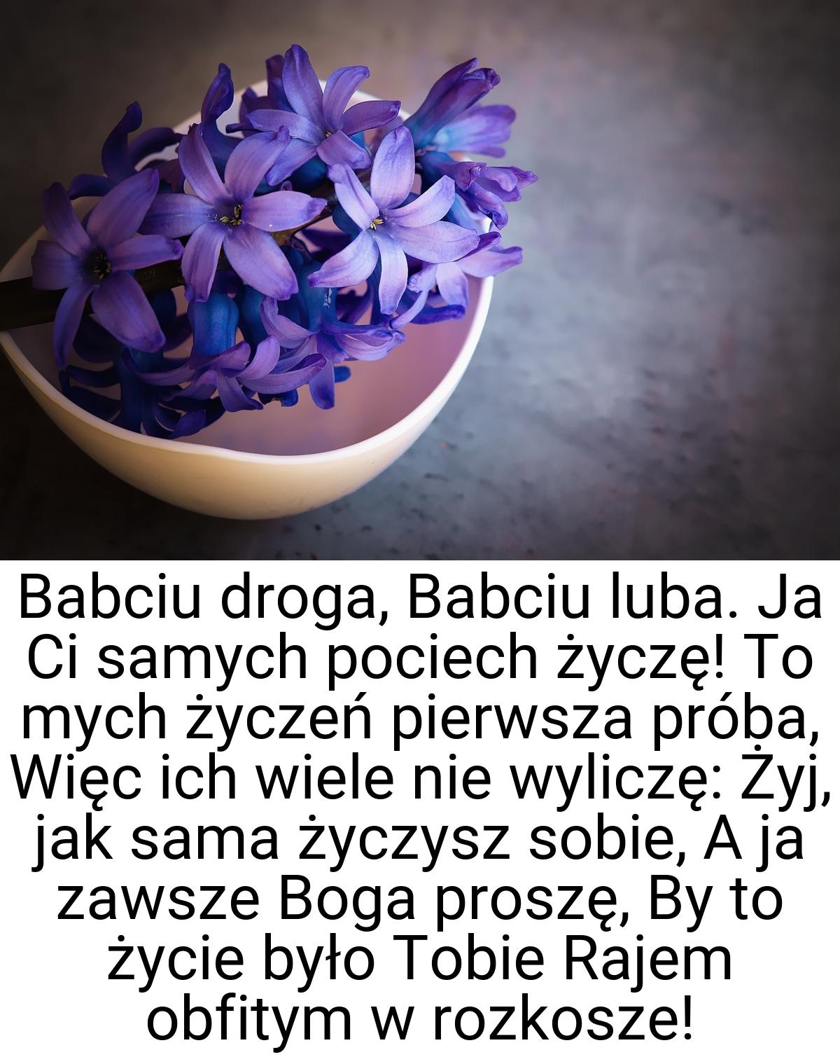 Babciu droga, Babciu luba. Ja Ci samych pociech życzę! To