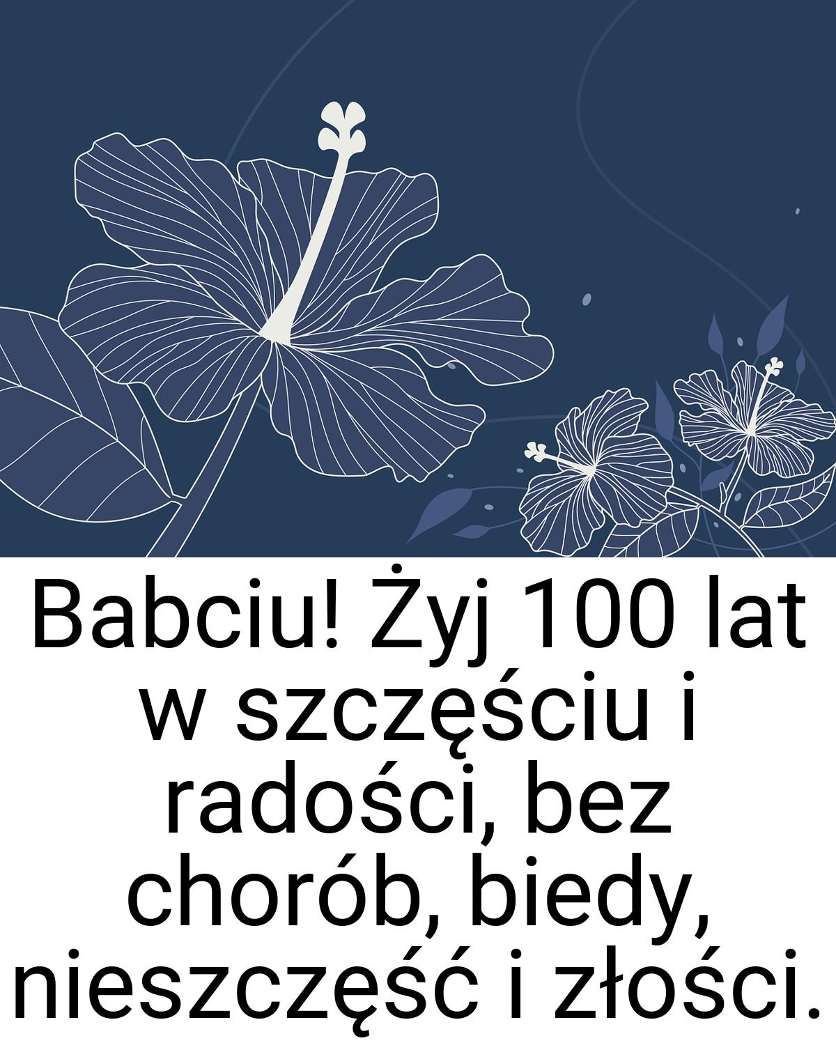 Babciu! Żyj 100 lat w szczęściu i radości, bez chorób