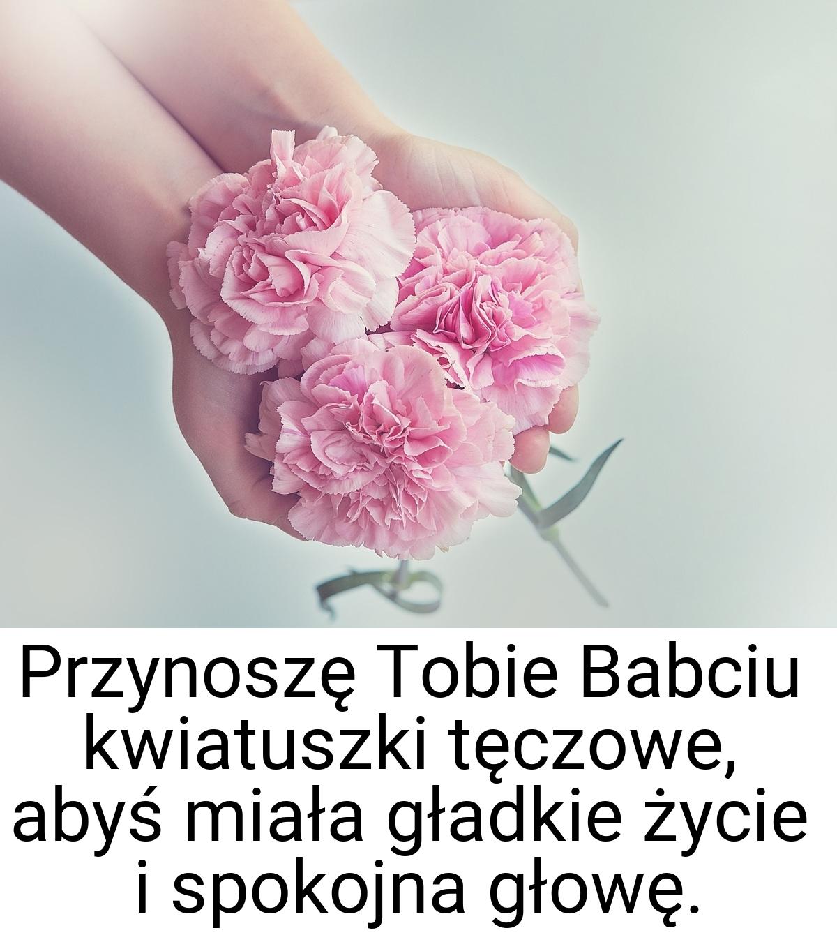 Przynoszę Tobie Babciu kwiatuszki tęczowe, abyś miała