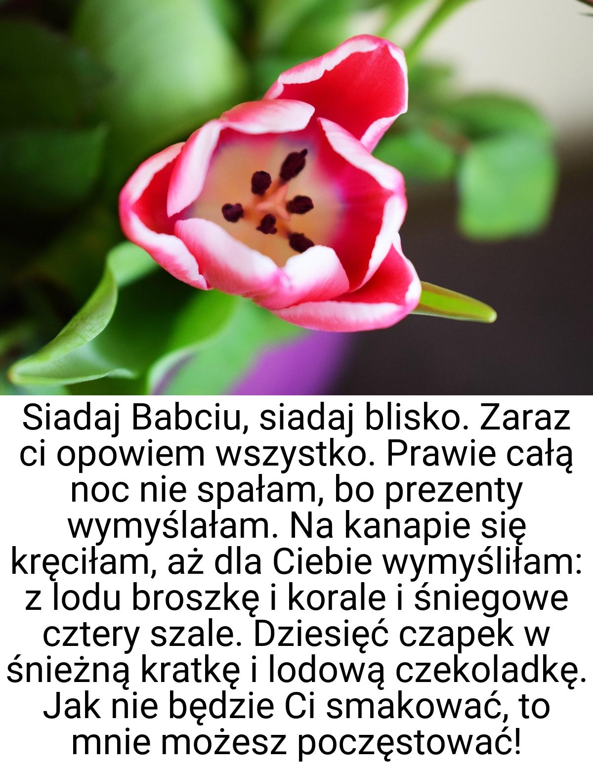 Siadaj Babciu, siadaj blisko. Zaraz ci opowiem wszystko