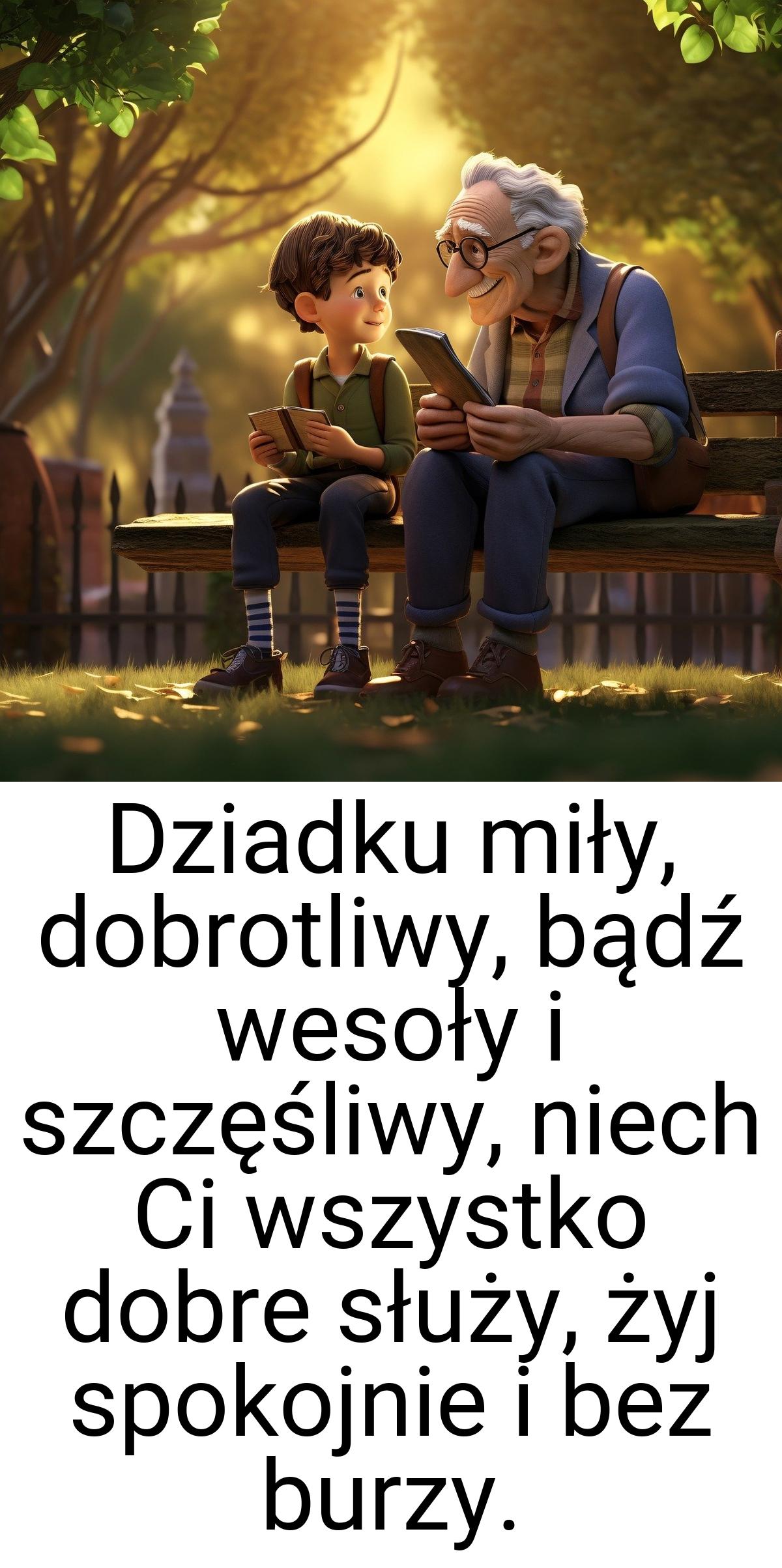 Dziadku miły, dobrotliwy, bądź wesoły i szczęśliwy, niech