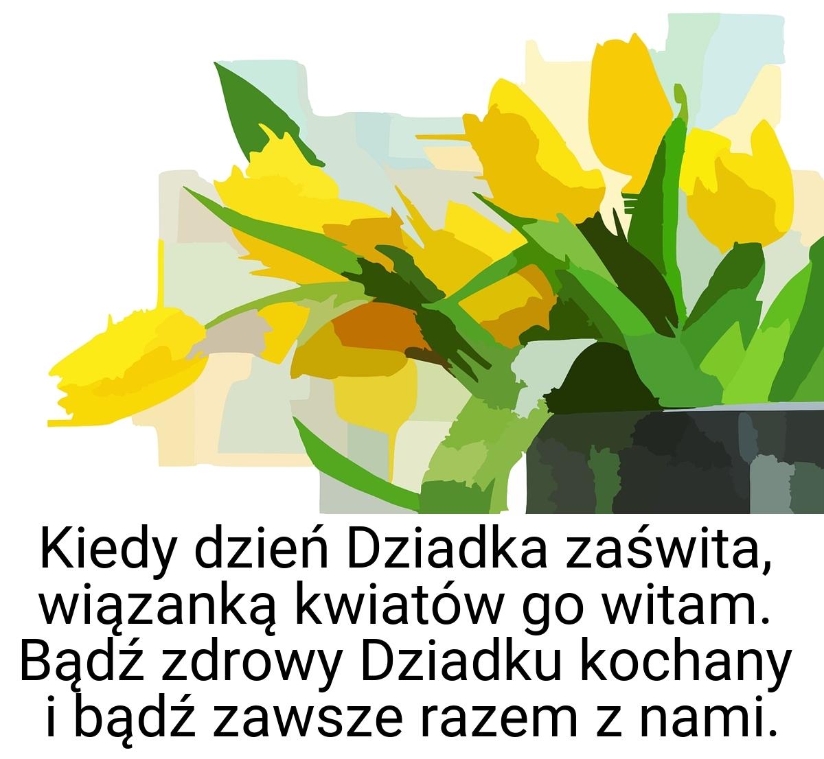 Kiedy dzień Dziadka zaświta, wiązanką kwiatów go witam