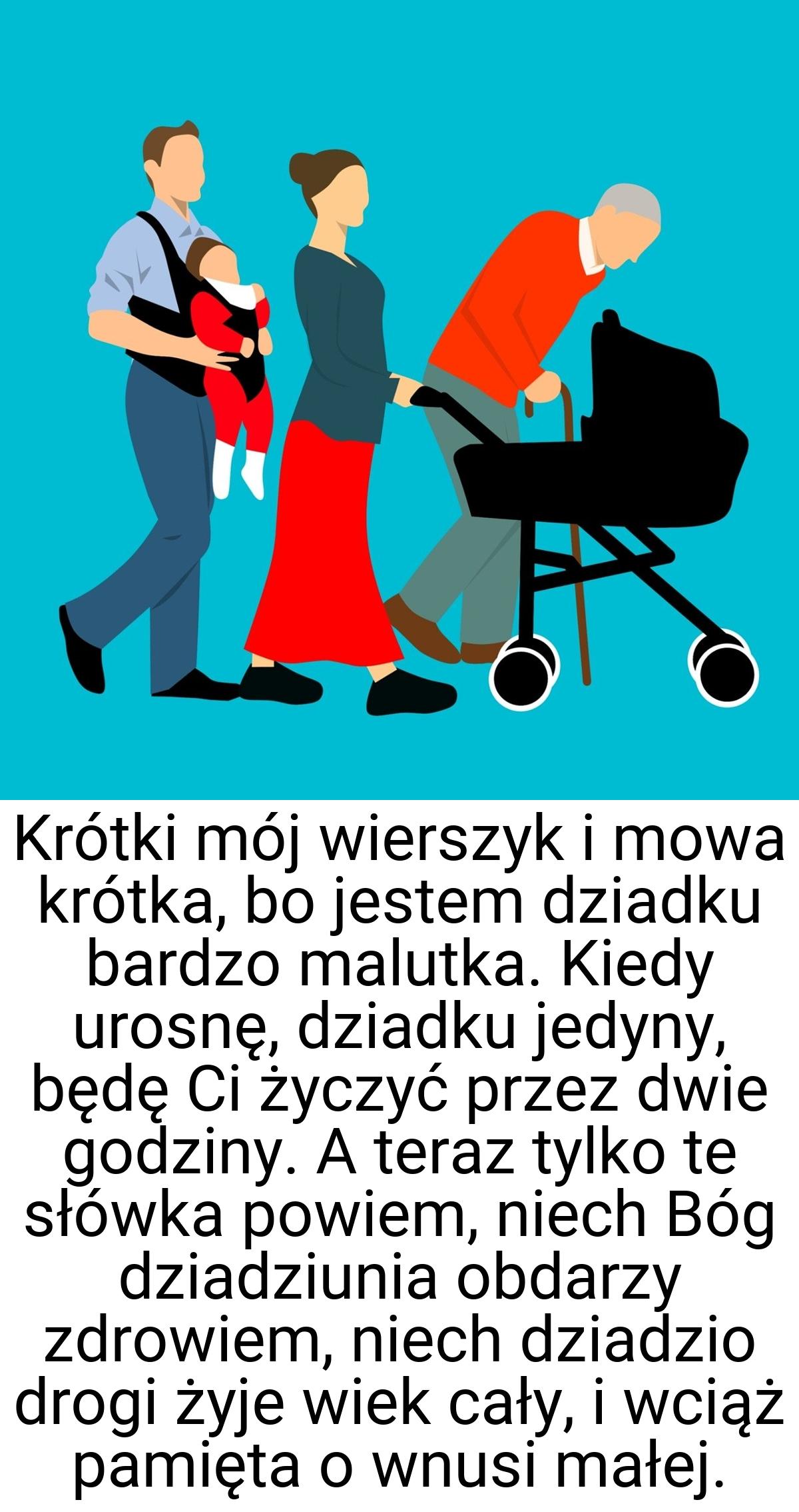 Krótki mój wierszyk i mowa krótka, bo jestem dziadku bardzo