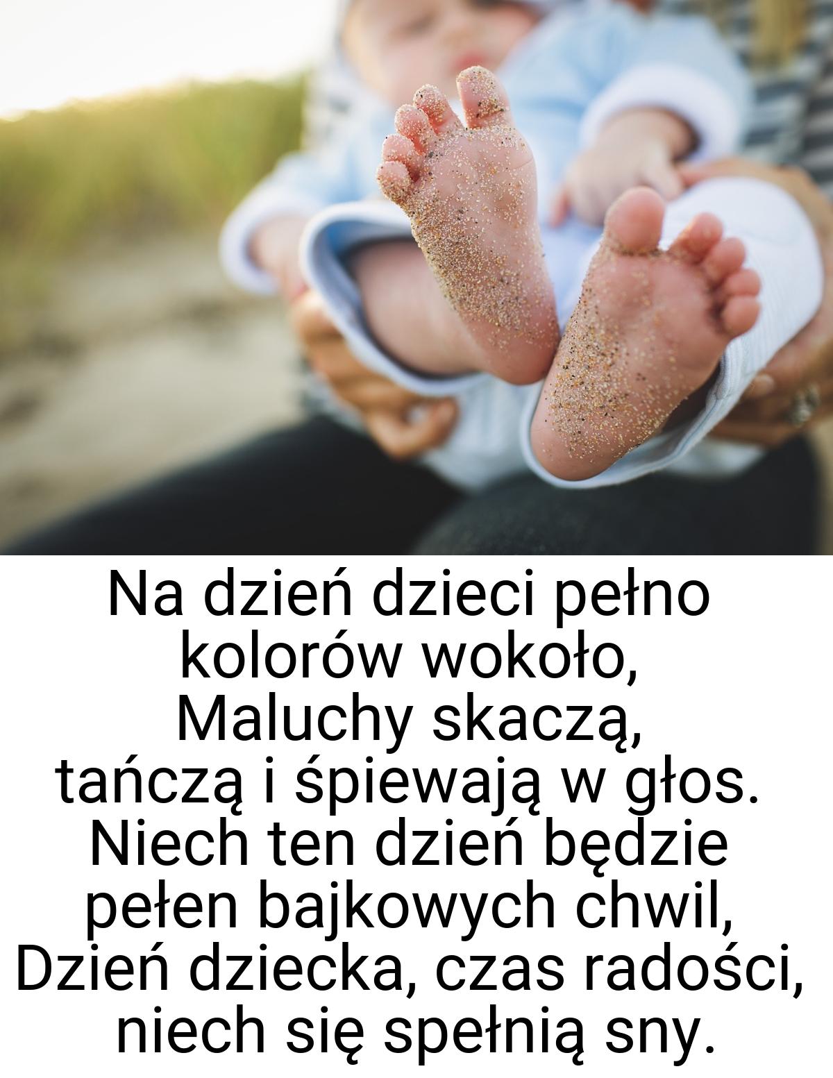 Na dzień dzieci pełno kolorów wokoło, Maluchy skaczą