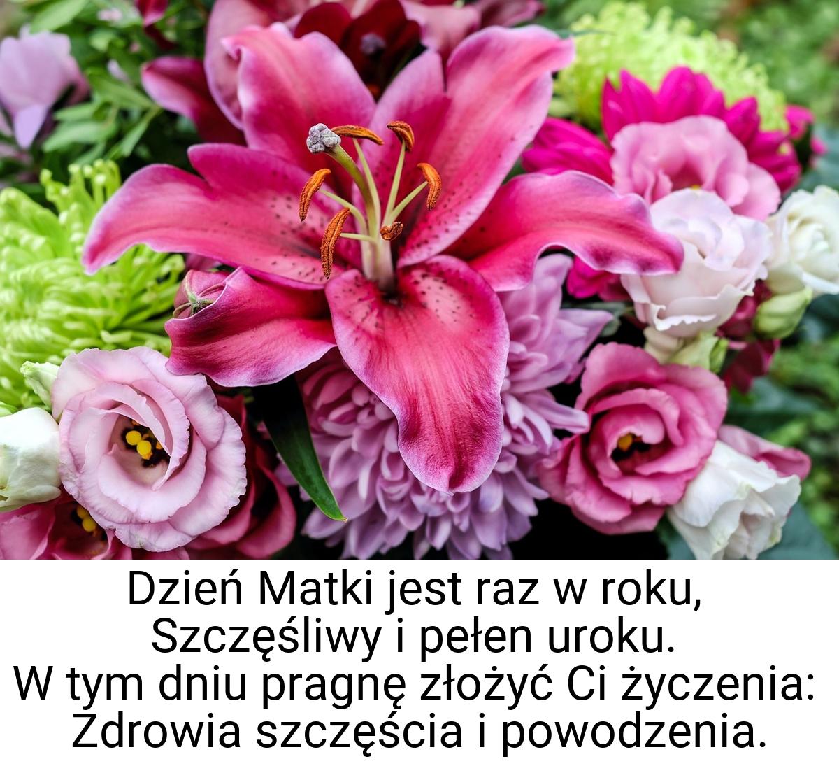 Dzień Matki jest raz w roku, Szczęśliwy i pełen uroku. W