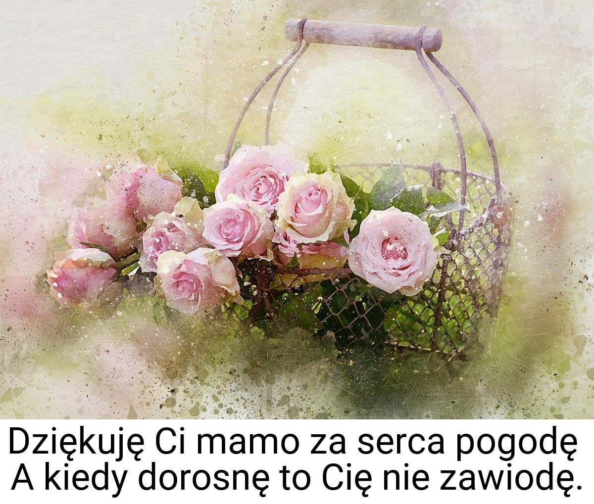 Dziękuję Ci mamo za serca pogodę A kiedy dorosnę to Cię nie