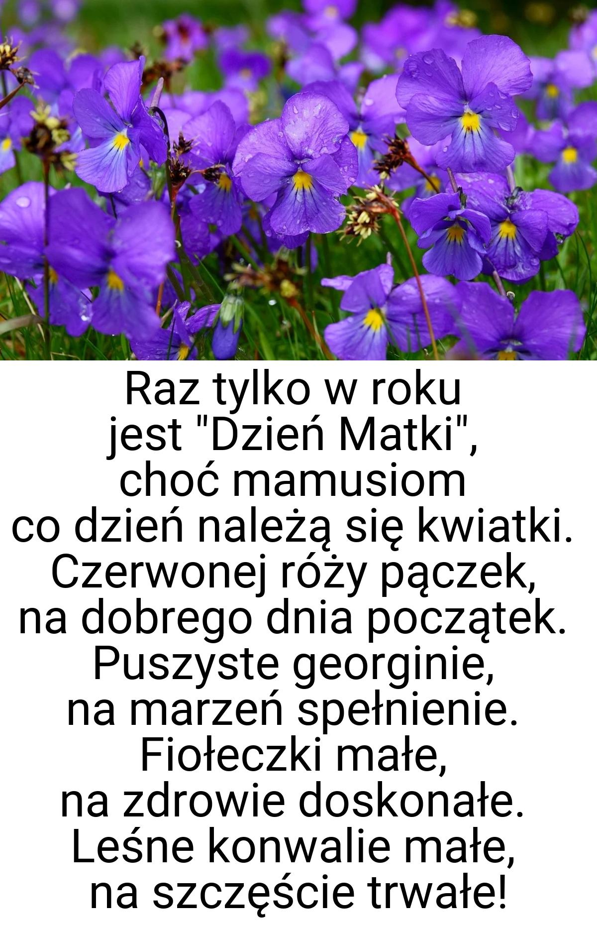 Raz tylko w roku jest "Dzień Matki", choć mamusiom co dzień