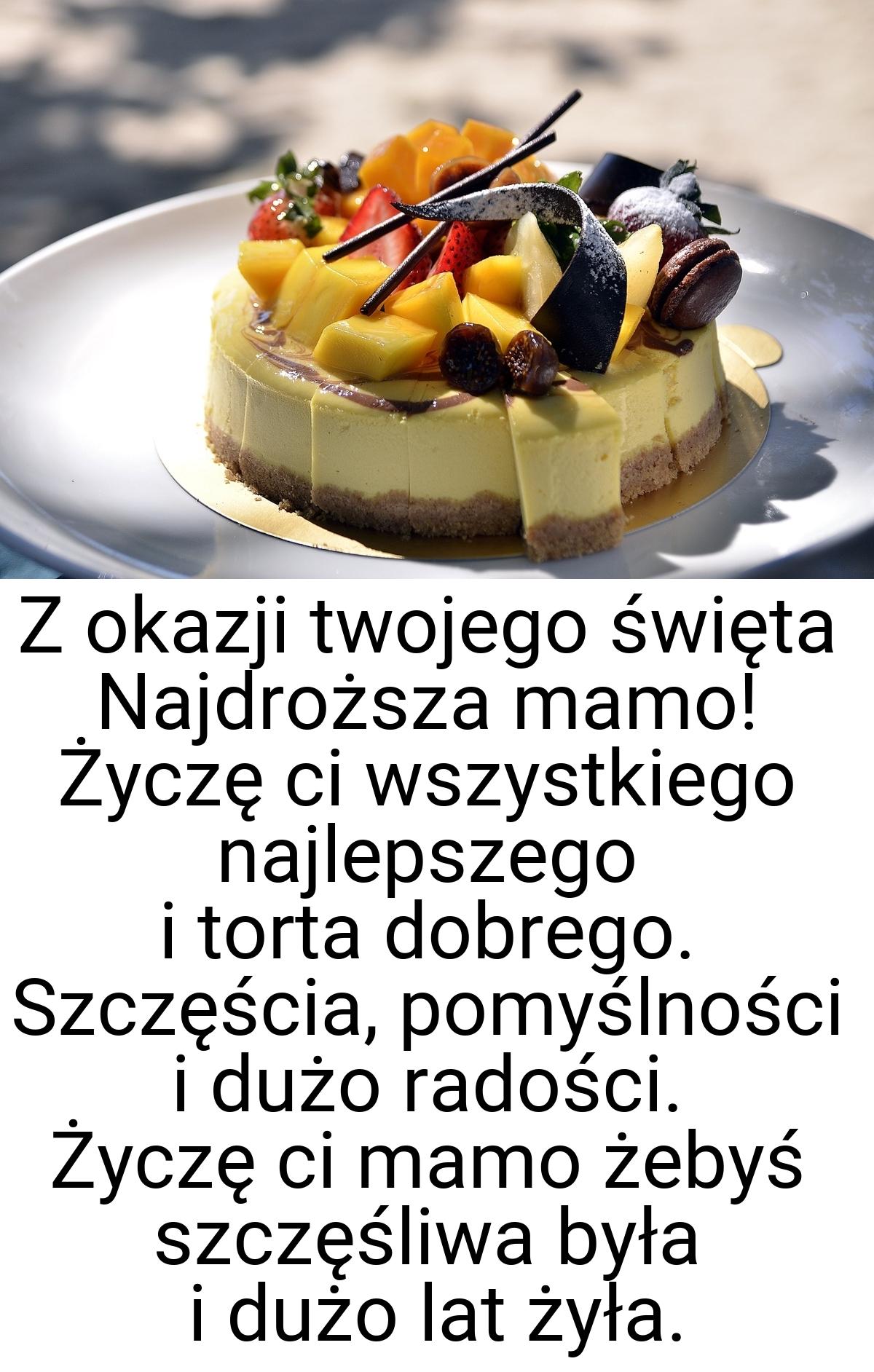 Z okazji twojego święta Najdroższa mamo! Życzę ci