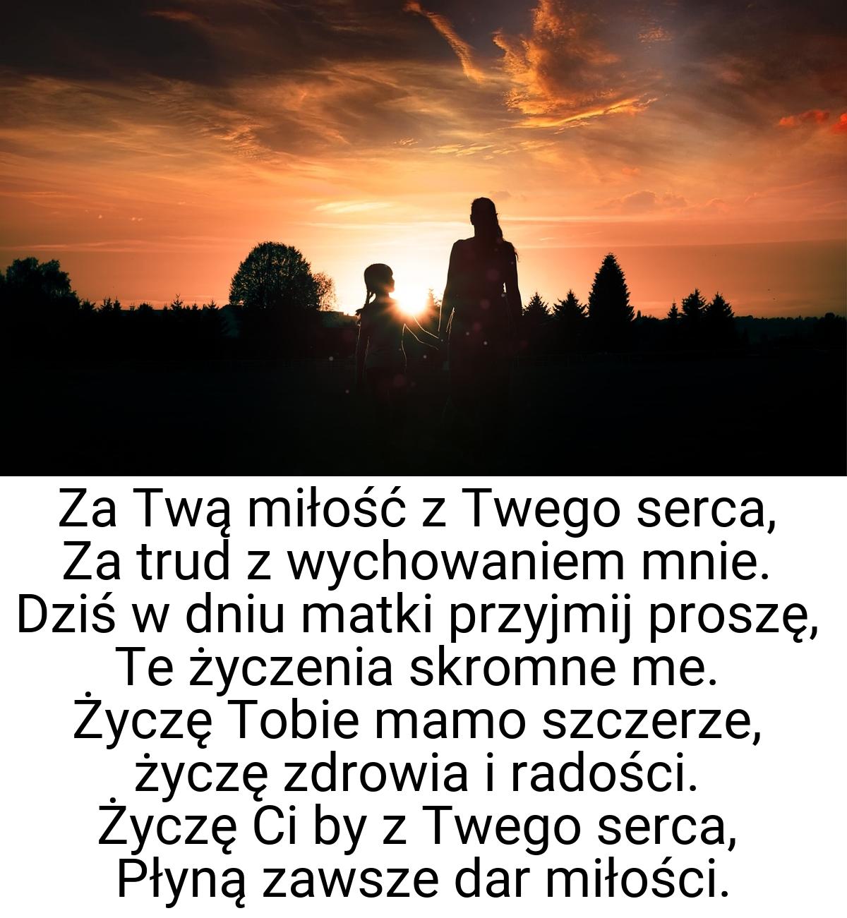 Za Twą miłość z Twego serca, Za trud z wychowaniem mnie