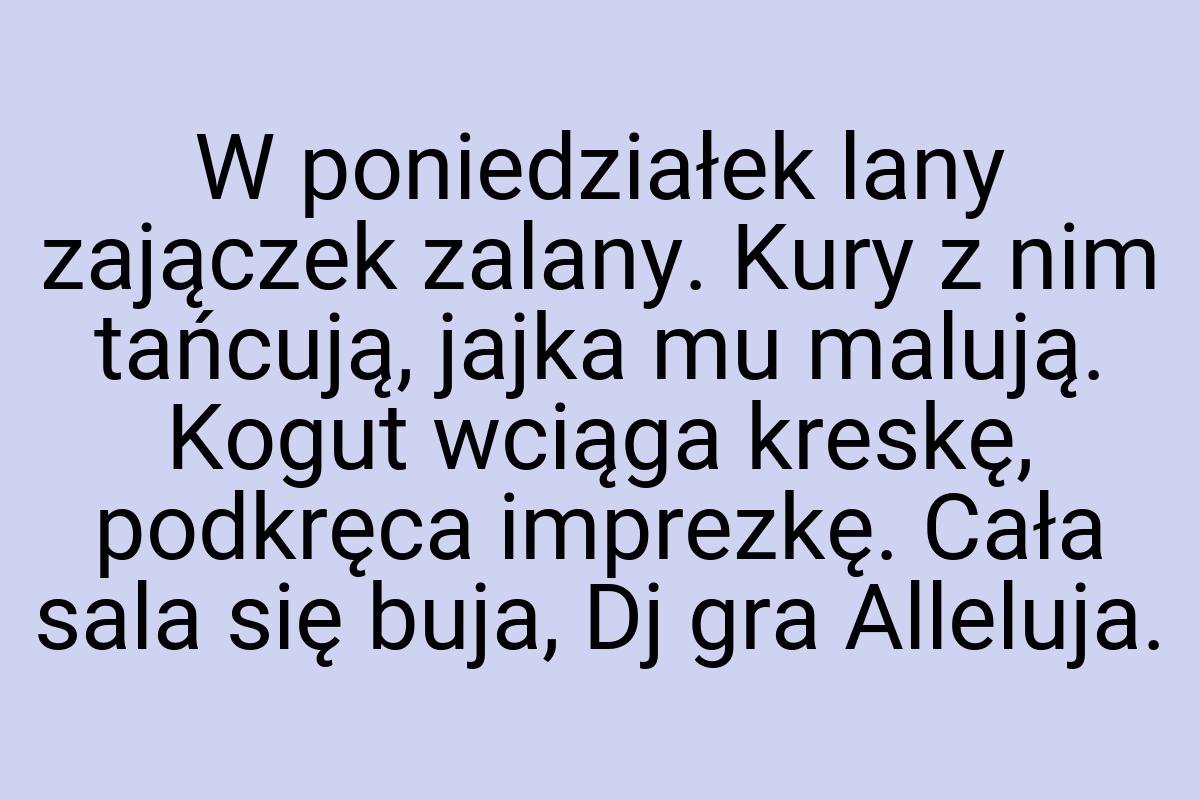 W poniedziałek lany zajączek zalany. Kury z nim tańcują