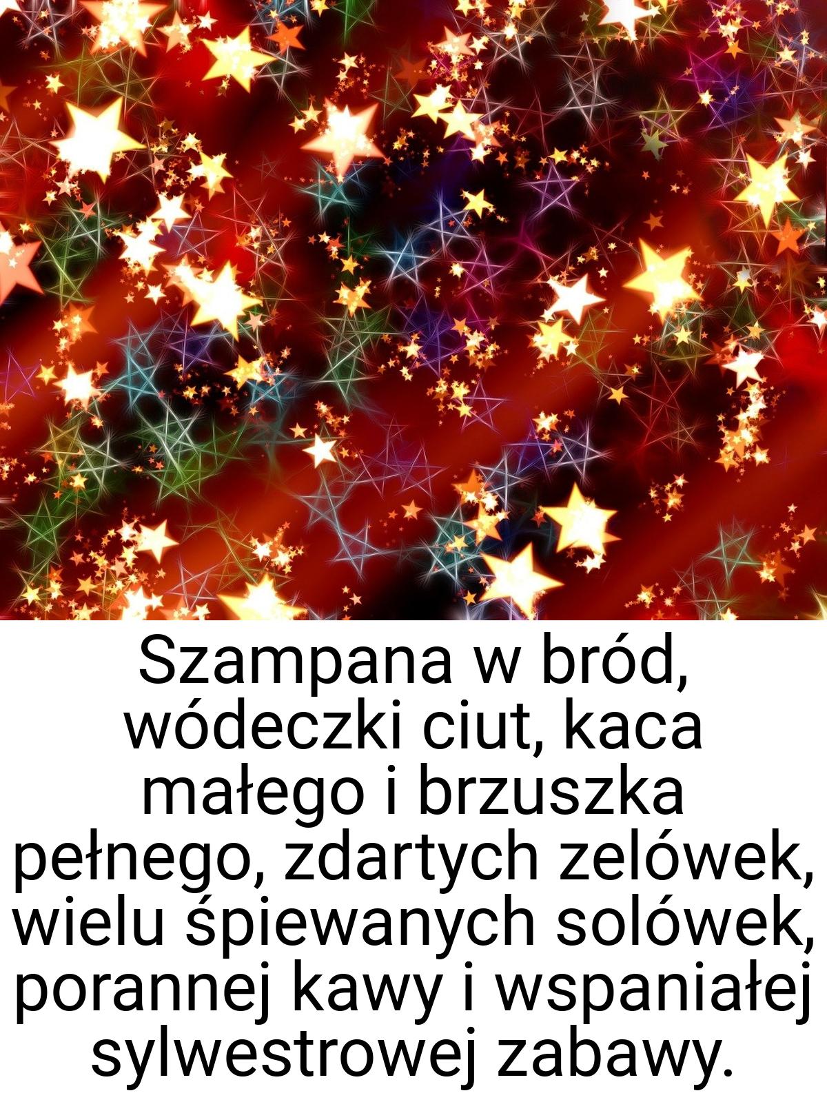 Szampana w bród, wódeczki ciut, kaca małego i brzuszka