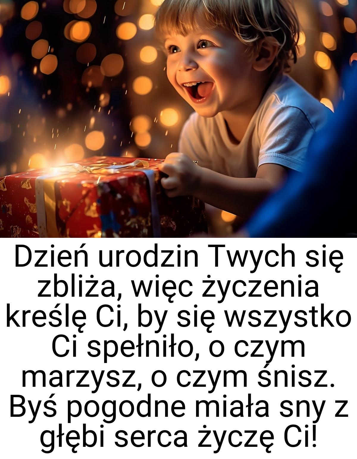 Dzień urodzin Twych się zbliża, więc życzenia kreślę Ci, by