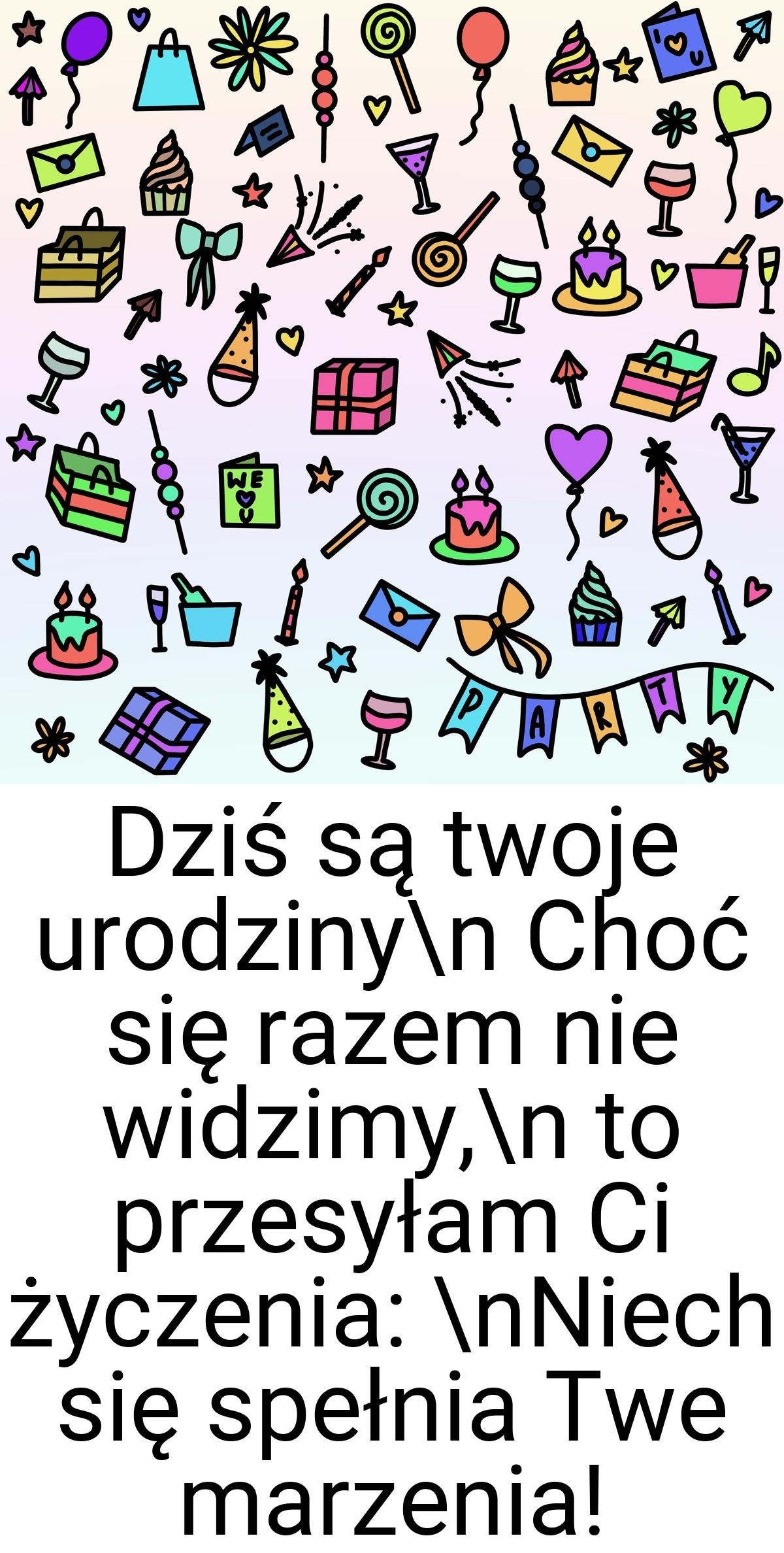 Dziś są twoje urodziny\n Choć się razem nie widzimy,\n to