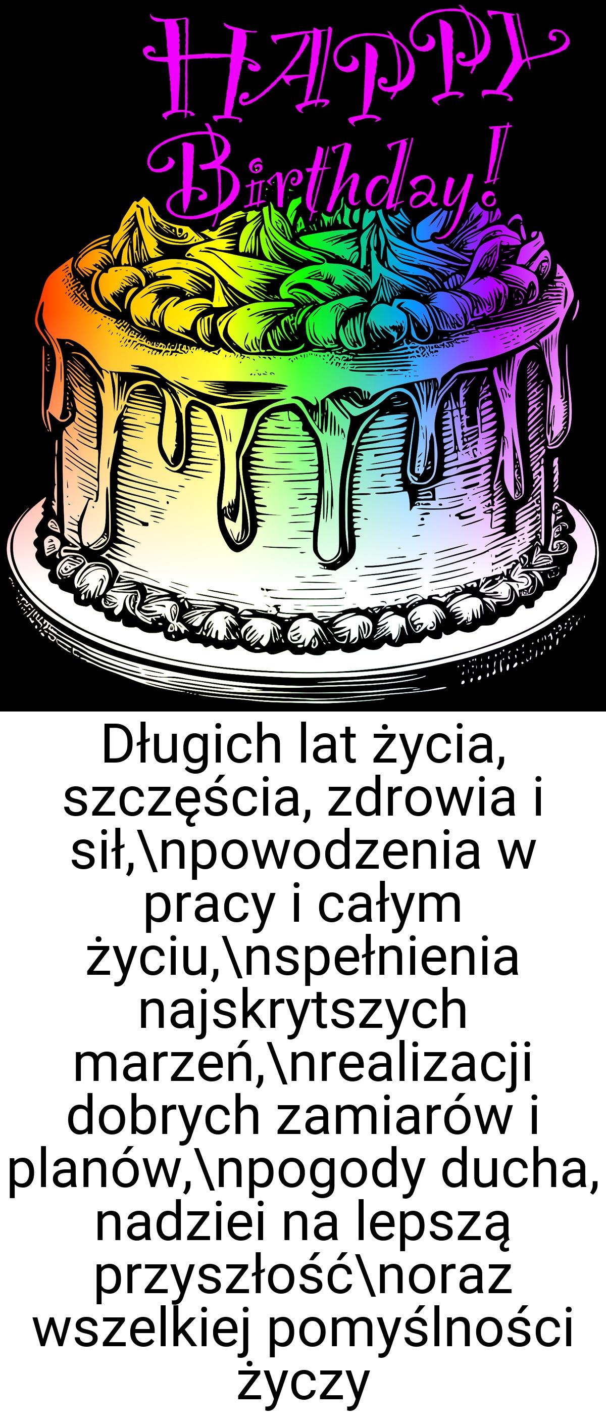 Długich lat życia, szczęścia, zdrowia i sił,\npowodzenia w