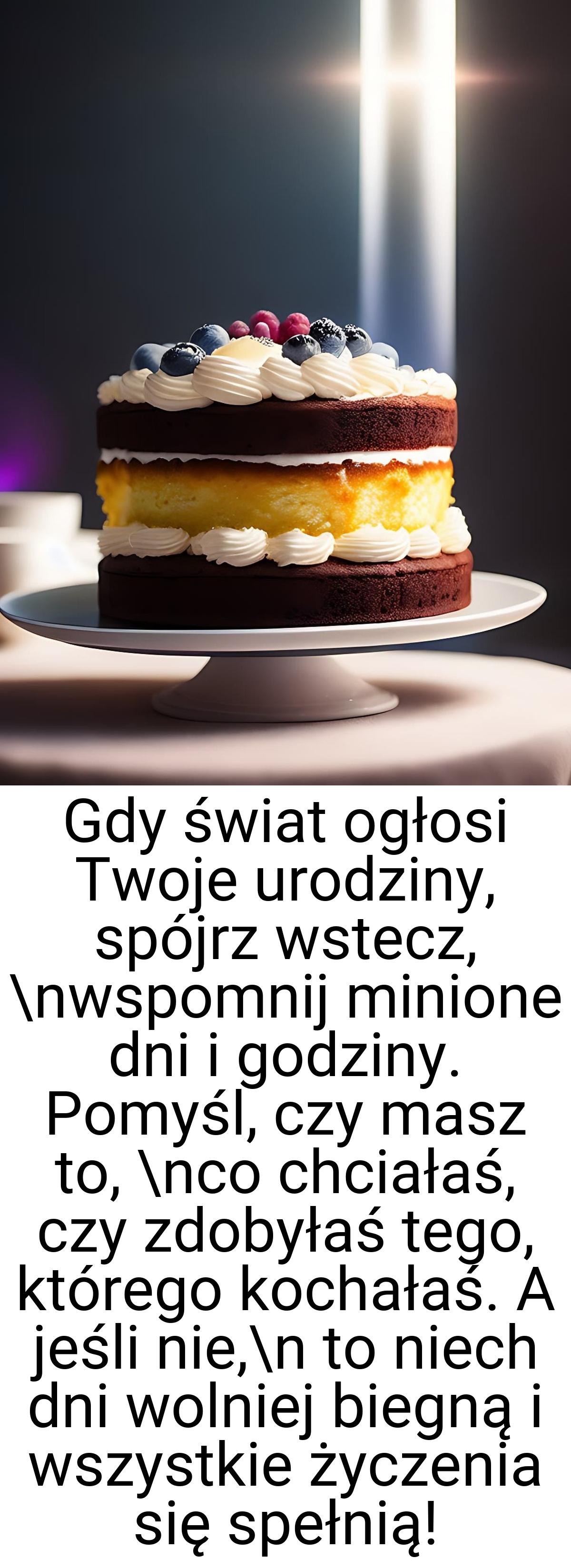 Gdy świat ogłosi Twoje urodziny, spójrz wstecz, \nwspomnij