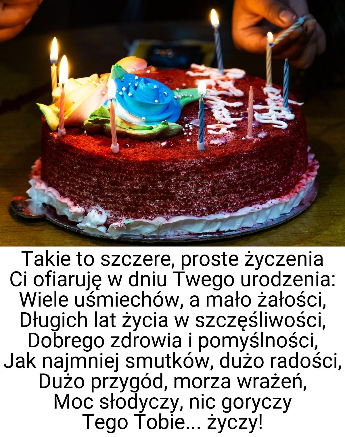 Takie to szczere, proste życzenia Ci ofiaruję w dniu Twego