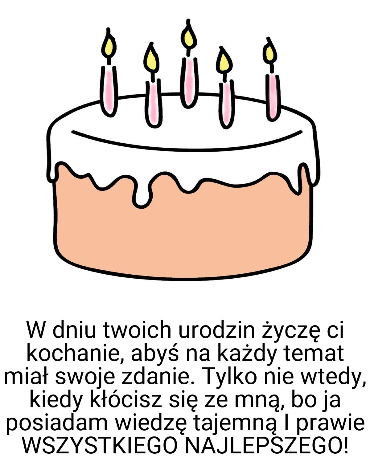 W dniu twoich urodzin życzę ci kochanie, abyś na każdy