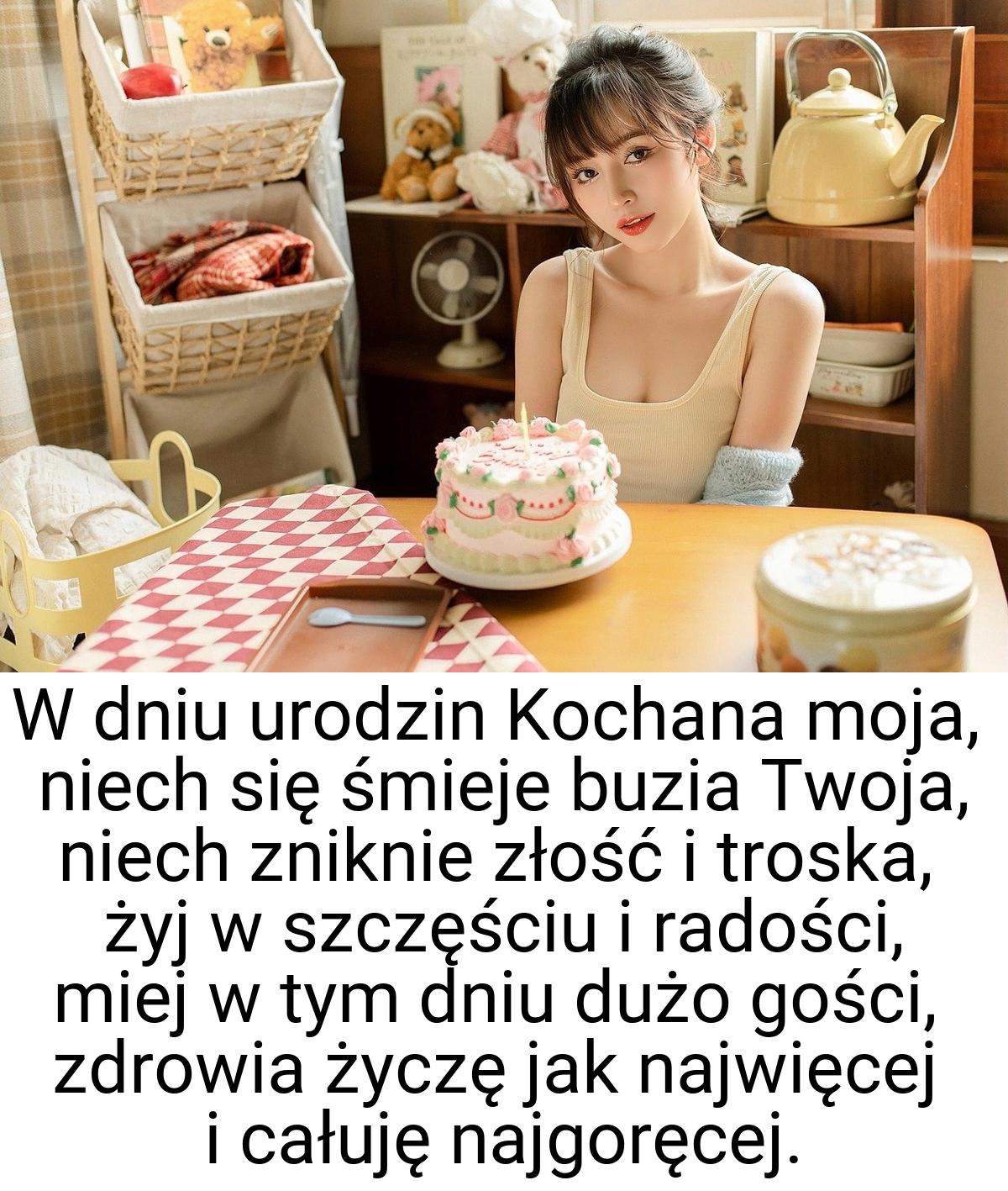 W dniu urodzin Kochana moja, niech się śmieje buzia Twoja