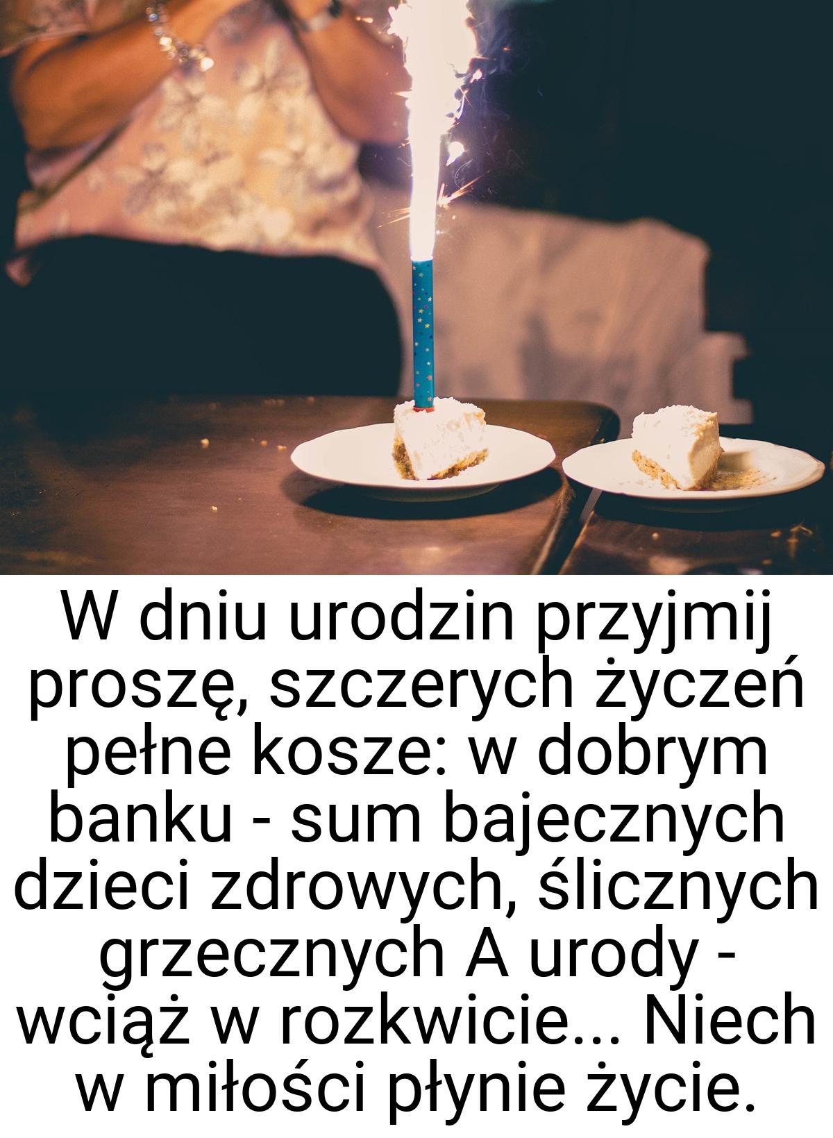 W dniu urodzin przyjmij proszę, szczerych życzeń pełne