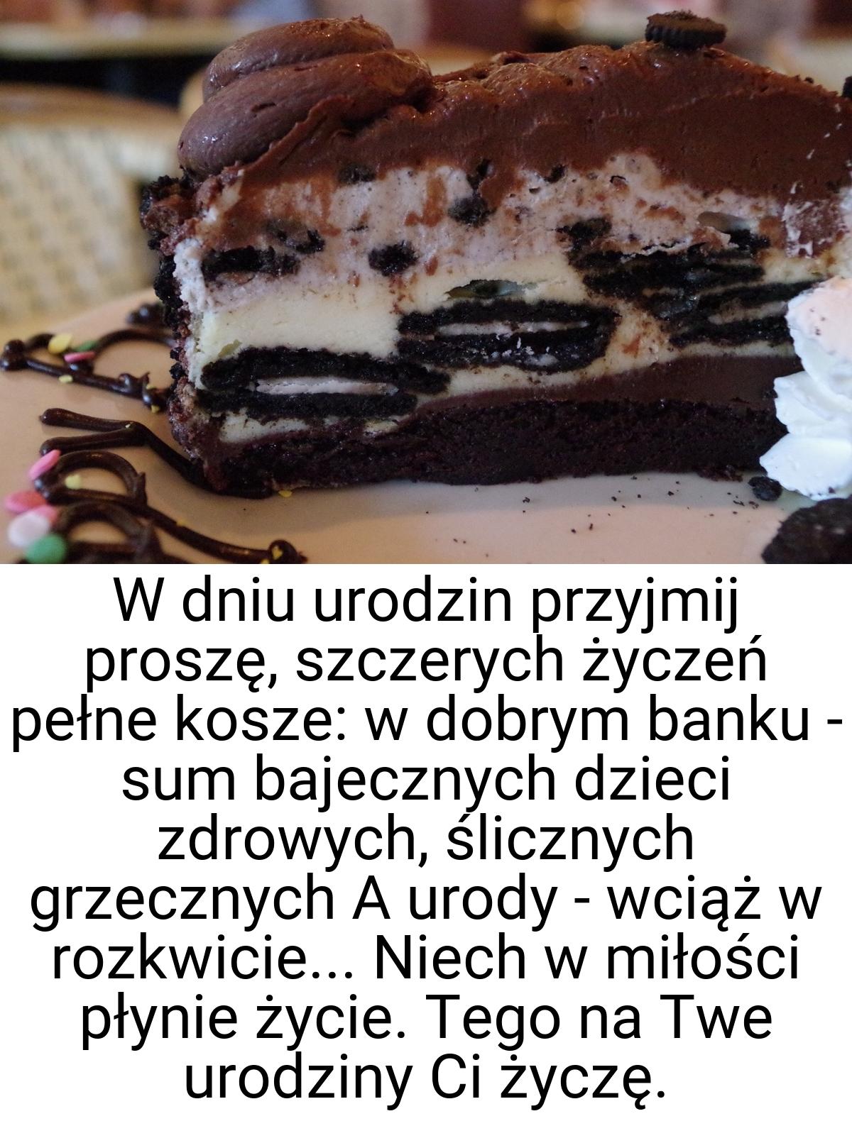 W dniu urodzin przyjmij proszę, szczerych życzeń pełne