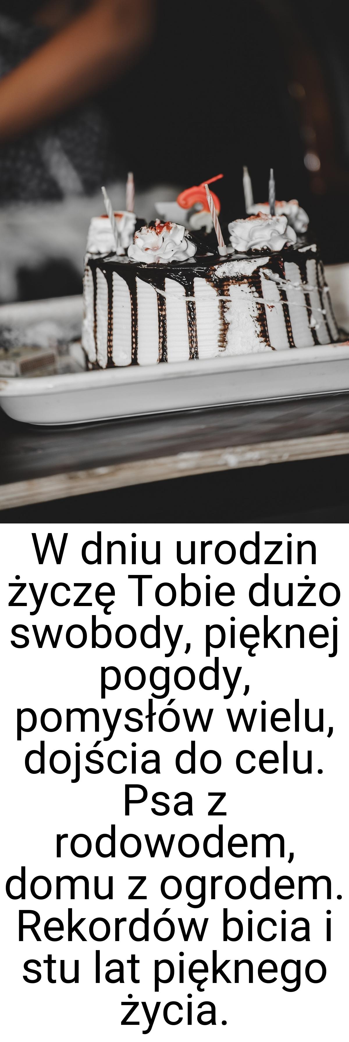 W dniu urodzin życzę Tobie dużo swobody, pięknej pogody