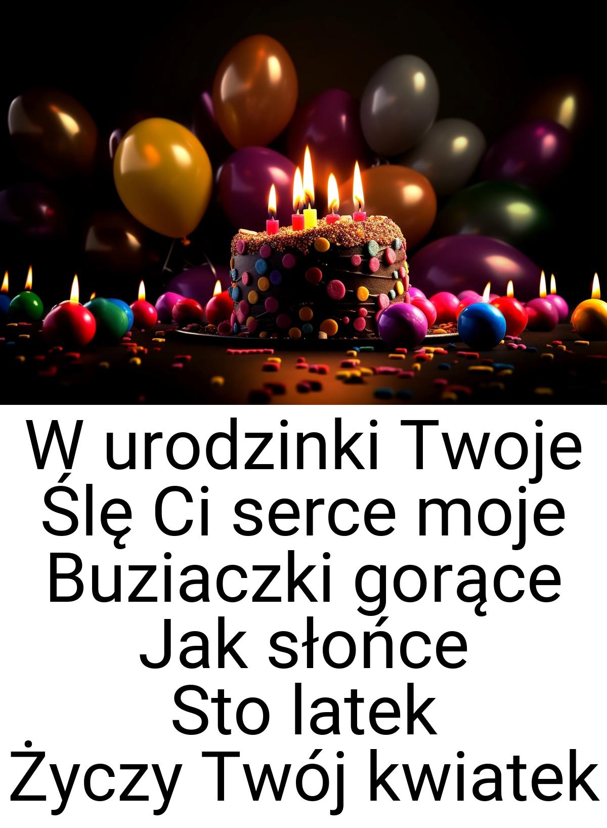 W urodzinki Twoje Ślę Ci serce moje Buziaczki gorące Jak