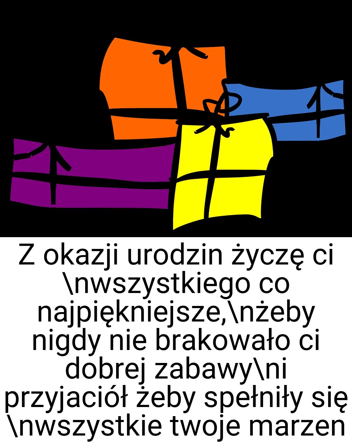 Z okazji urodzin życzę ci \nwszystkiego co