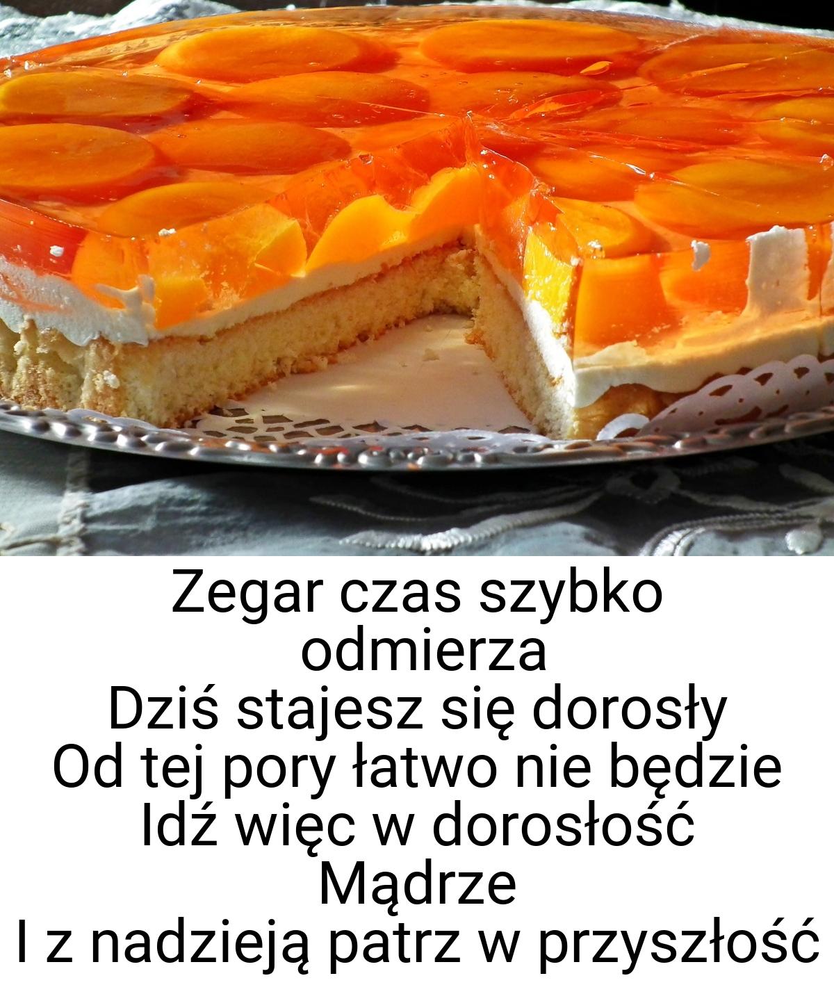 Zegar czas szybko odmierza Dziś stajesz się dorosły Od tej