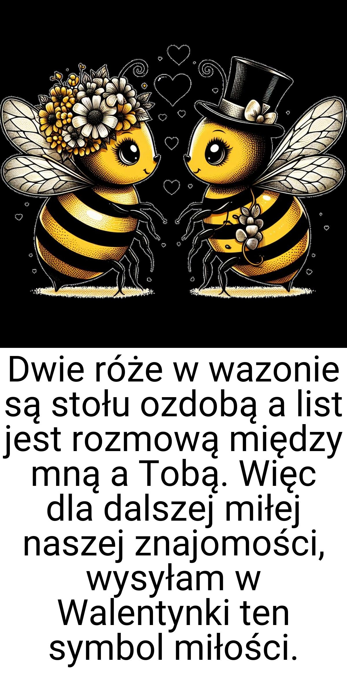 Dwie róże w wazonie są stołu ozdobą a list jest rozmową