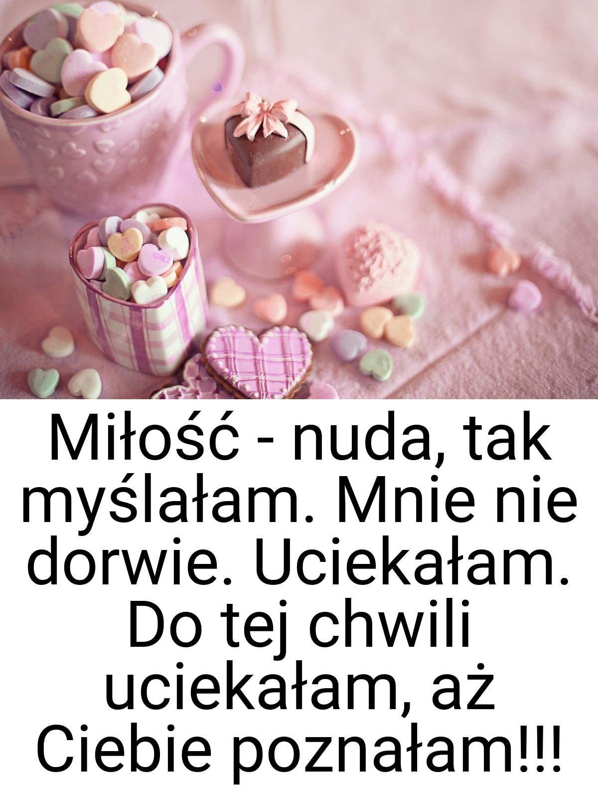 Miłość - nuda, tak myślałam. Mnie nie dorwie. Uciekałam. Do