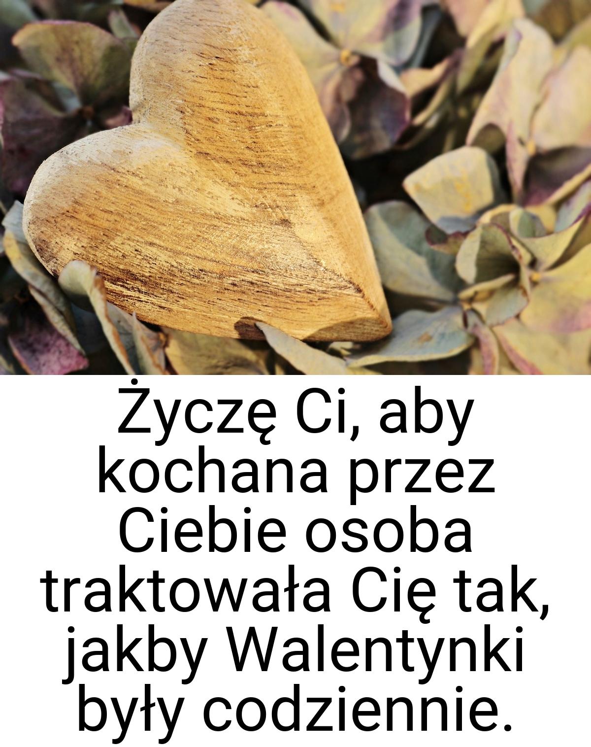 Życzę Ci, aby kochana przez Ciebie osoba traktowała Cię