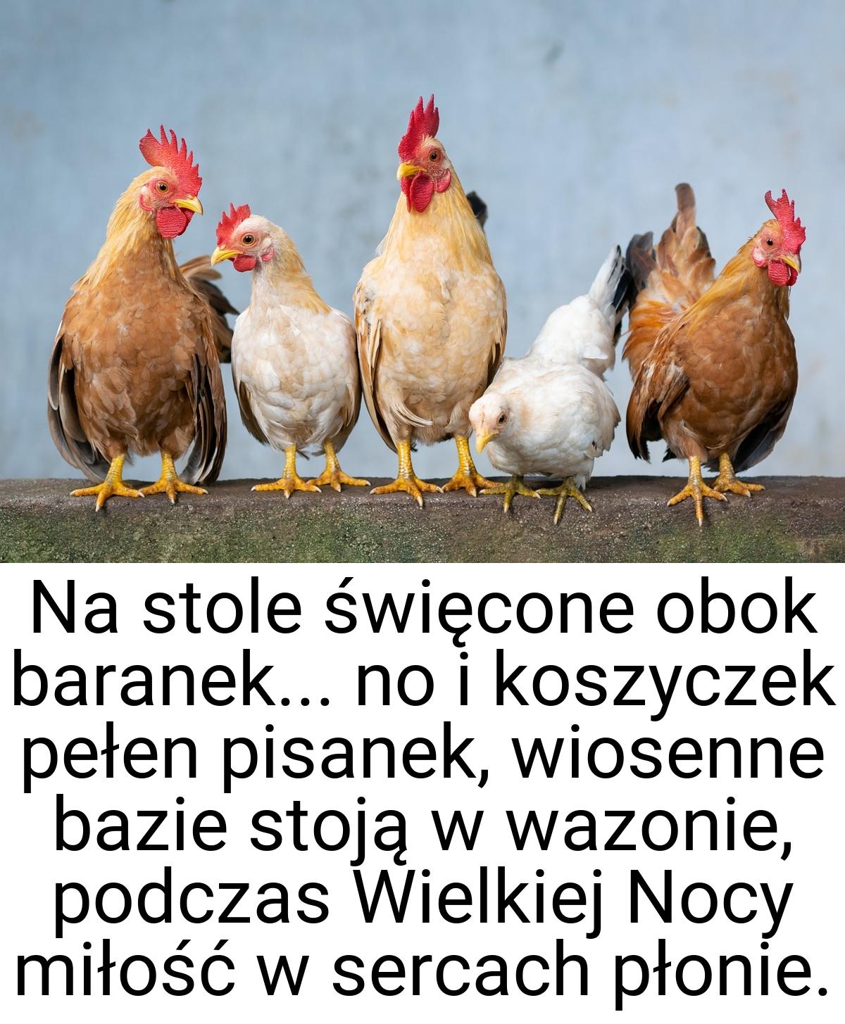 Na stole święcone obok baranek... no i koszyczek pełen