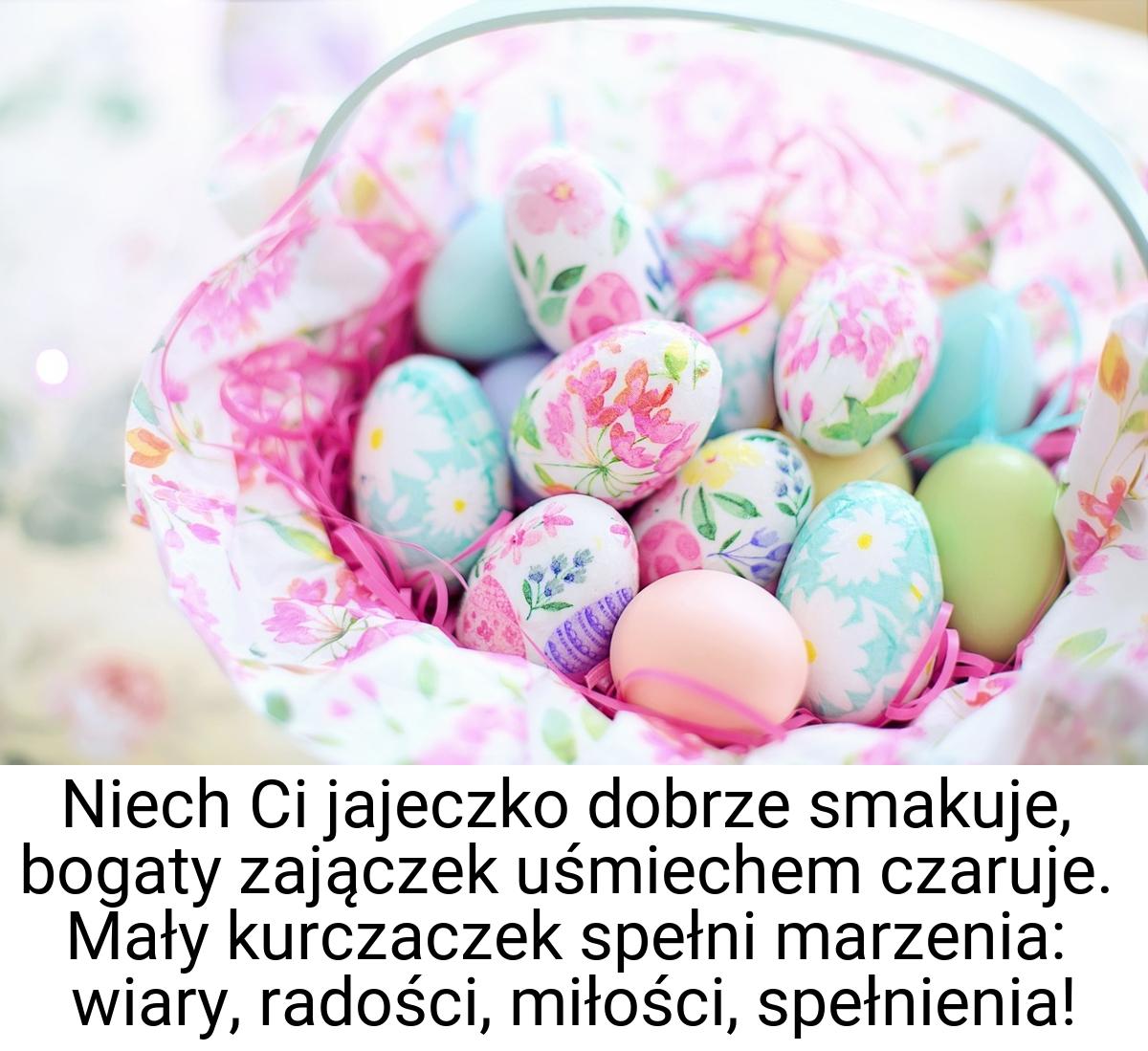 Niech Ci jajeczko dobrze smakuje, bogaty zajączek uśmiechem