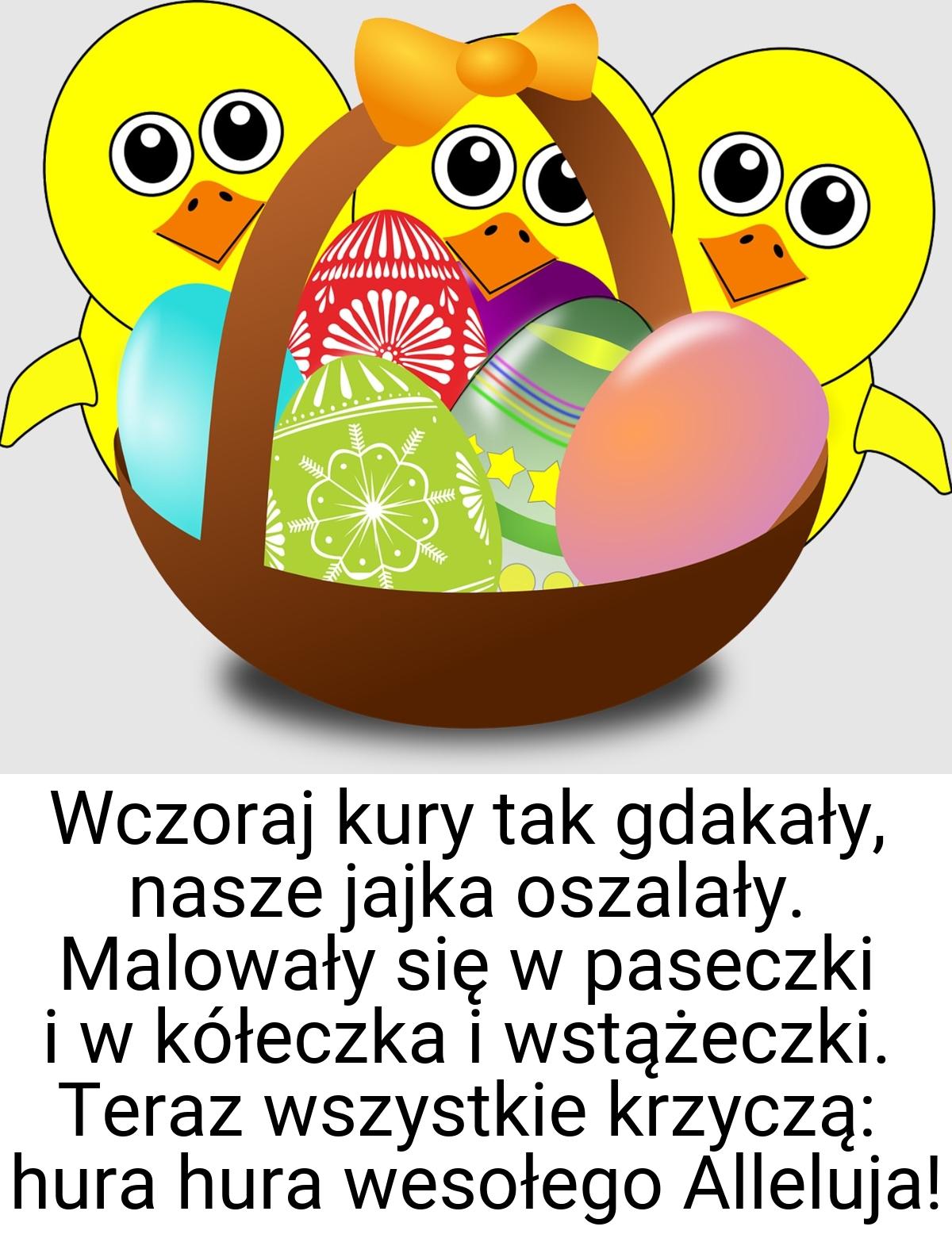 Wczoraj kury tak gdakały, nasze jajka oszalały. Malowały