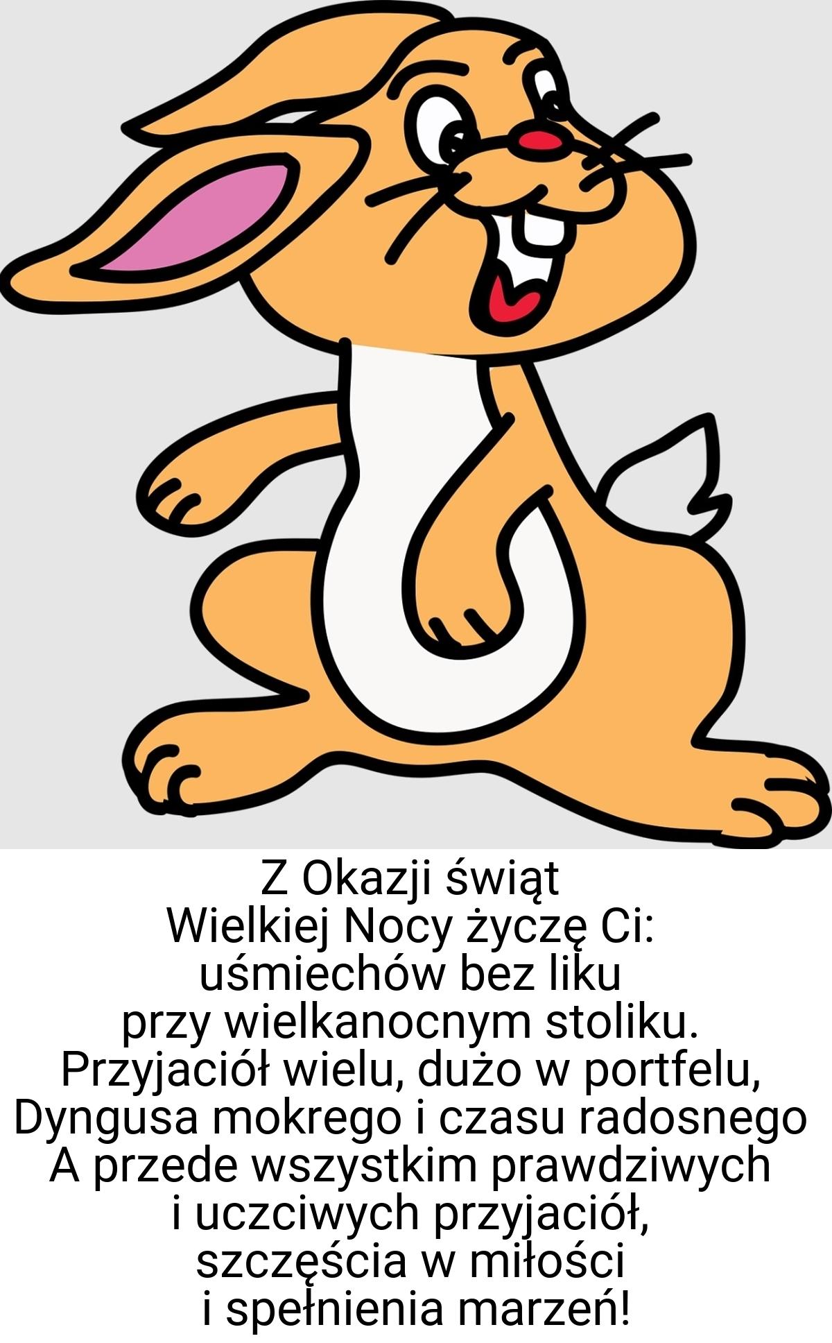 Z Okazji świąt Wielkiej Nocy życzę Ci: uśmiechów bez liku