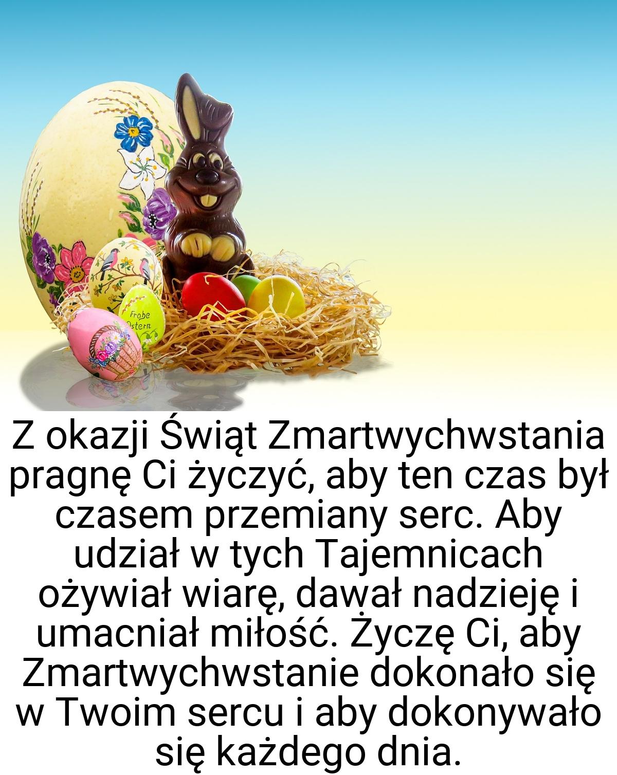 Z okazji Świąt Zmartwychwstania pragnę Ci życzyć, aby ten