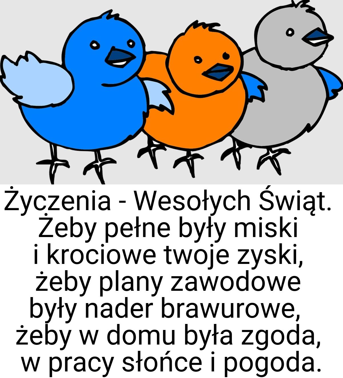 Życzenia - Wesołych Świąt. Żeby pełne były miski i krociowe